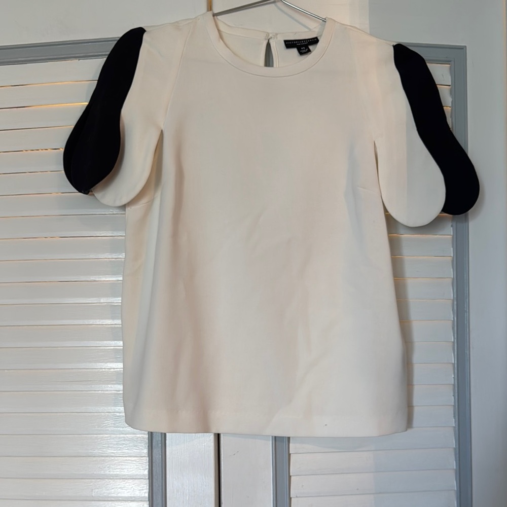Victoria Beckham for Target Cream White & Black Boxy Blouse